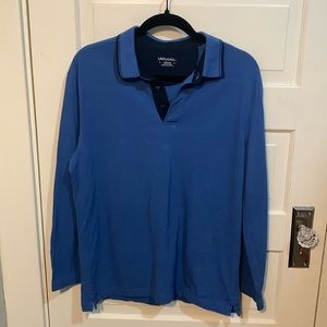 Untuckit 100% Pima Cotton Long Sleeve Shirt with Striped Collar Sz M